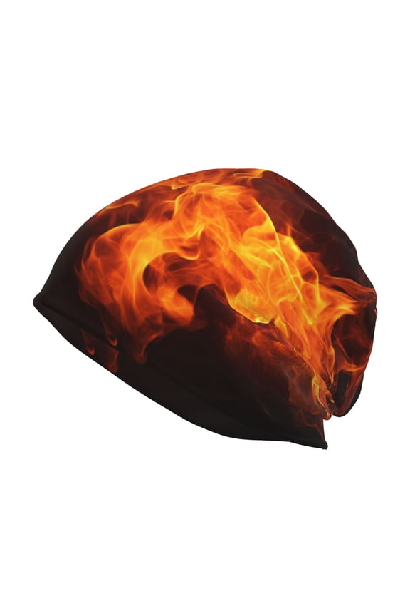 Fiery Orange Flames Energy Print Knit Hat,Winter Beanie for Men Women, Beanie Soft Warm Ski Stocking Cuffed Cap