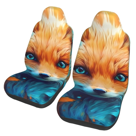 Xecao Fiery Red Maple Leaf Fox Print Car Seat Cover in That Fits Most Cars, Vans, SUVs, and Trucks.