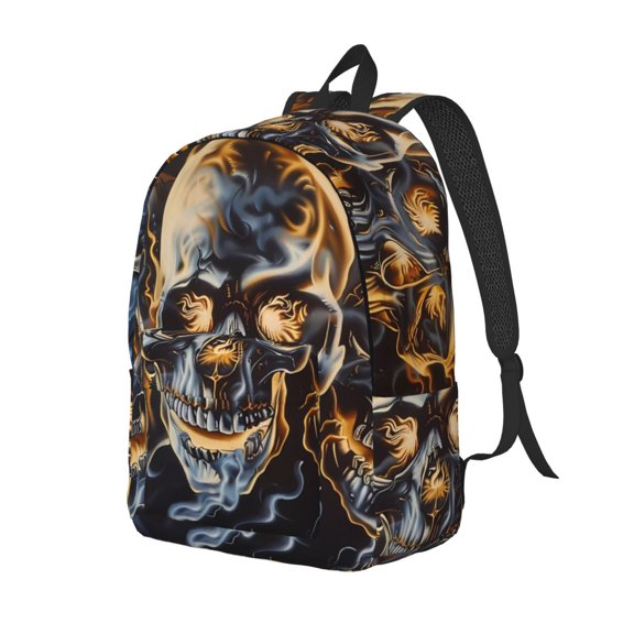 Xecao Fiery Skull Trio for Canvas College Laptop Backpack, a Durable Rucksack for Both Men and Women, ideal for travel, school, and daily use Bag-Medium
