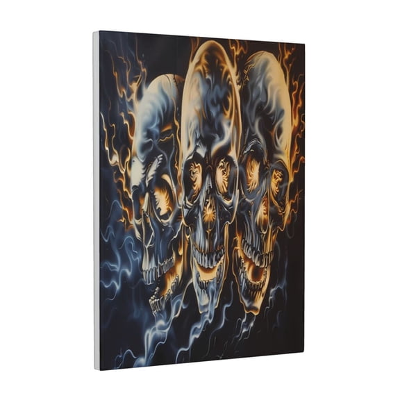 Xecao Fiery Skull Trio for Ready-to-Hang Canvas Art 12x16 Inches - Waterproof HD Print Solid Wood Frame for Gifting,Vertical