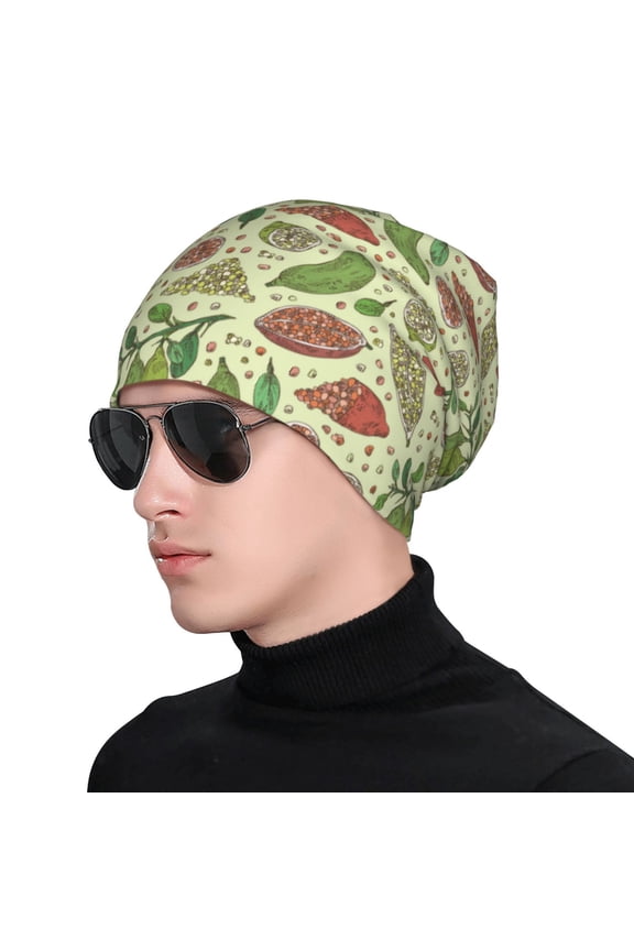 Finger Lime Fruits Print Beanie Knitted Hat for Men Women, Winter Fashion Knit Cuffed Caps Unisex