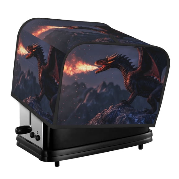 Xecao Fire Breathing Dragon Twilight Print 4 Slice Toaster Cover with Pockets, Small Appliance Cover, Dust and Fingerprint Protection, Machine Washable