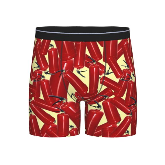 Xecao Fire Extinguisher Print Boxer Briefs for Men's Stretch Moisture-Wicking Underwear, Mid-Rise Classics breathable fabric