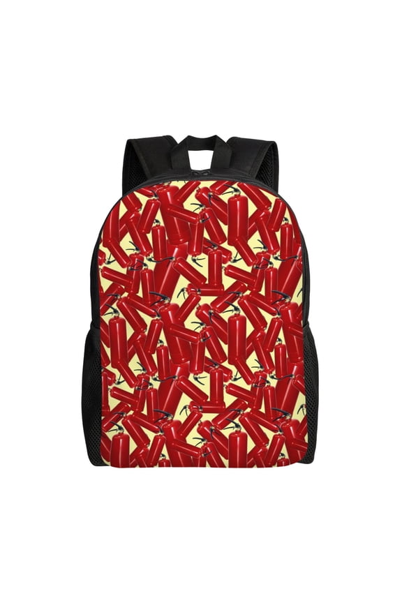 Fire Extinguisher Print School Backpack with Laptop Compartment Small Travel Laptop Backpack for Women Men Waterproof College Backpack Simple School Bag