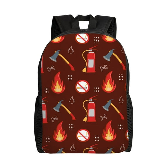 Xecao Fire Extinguisher Print School Backpack with Laptop Compartment Small Travel Laptop Backpack for Women Men Waterproof College Backpack Simple School Bag