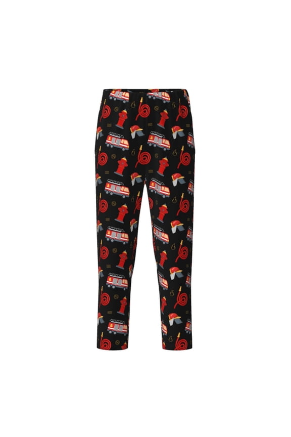 Fire Fighting Print Teenagers' Pajama Pants Long Sleep Pants Soft Elastic Waist Pajama Bottoms Elastic waist with 2 Pockets 5-16 Years-Small