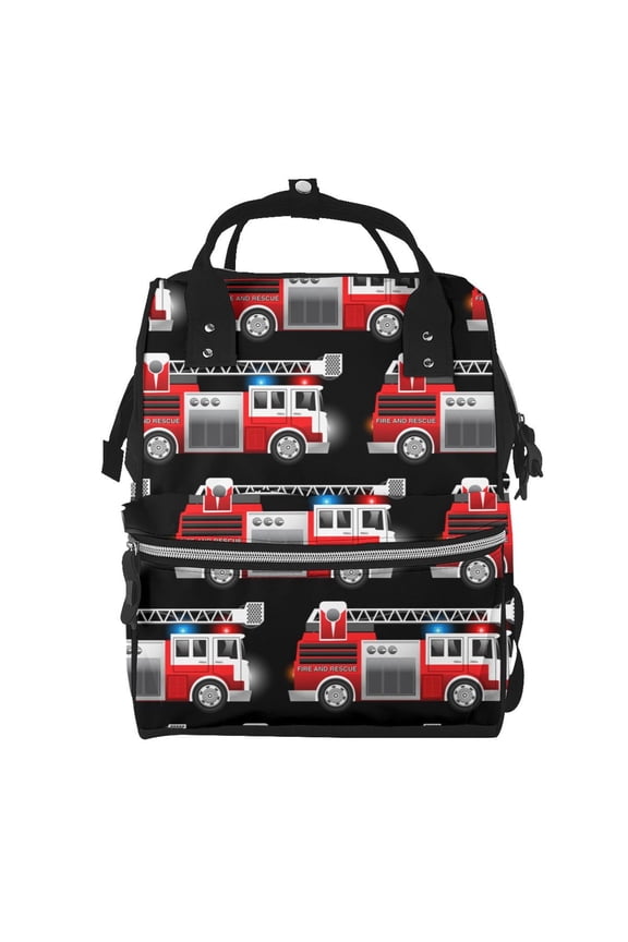 Fire and Rescue Truck print Large Capacity Nappy Bag is a multi-functional waterproof travel backpack, perfect as a nursing bag or mummy backpack for women