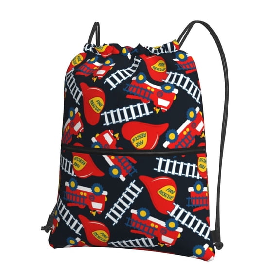 Xecao Fire Rescue With Red Helmet And Truck for Drawstring Bags,Pull String Backpack Bags,String Bag Sackpack