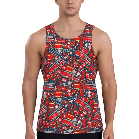 Xecao Fire Sign Men's Tank Top Workout Quick Dry Sleeveless Gym Jogging Muscle Shirts Summer Swim Beach Tops