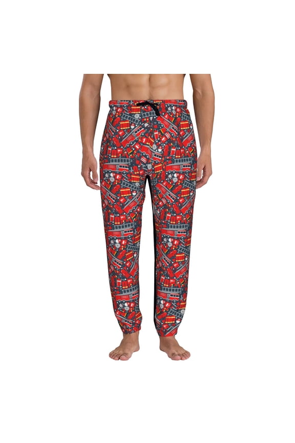 Fire Sign Print Active Tech Joggers for Men, Mens Sweatpants Lounge Pants with Pockets-Large