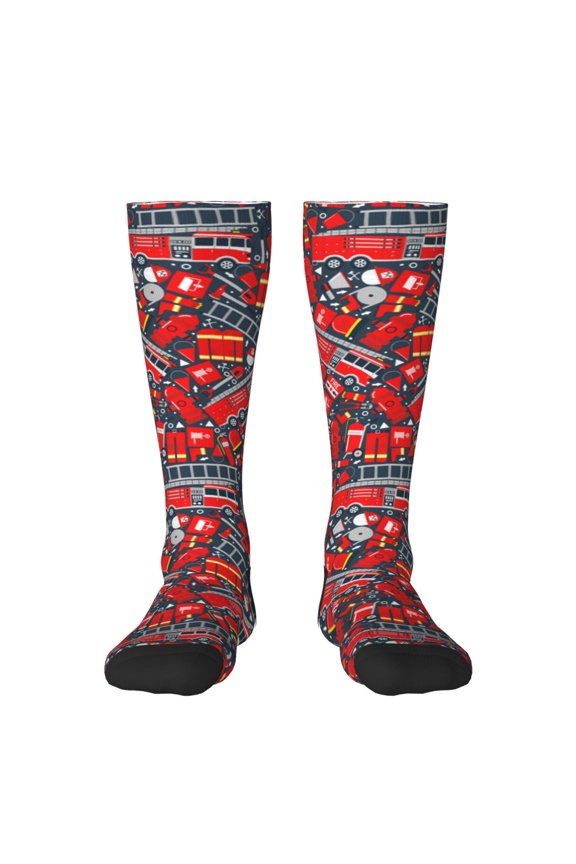 Fire Sign print thigh-high socks, crafted for both men and women with a stretchy, high-opaque design perfect for daily wear