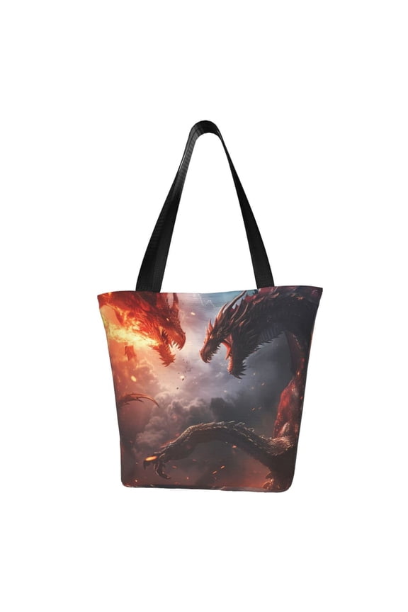 Fire Sky Dragon for Tote Bag for Women -Tote Shoulder Bag with A Little Pocket Inside, Perfect for Travel and Work.