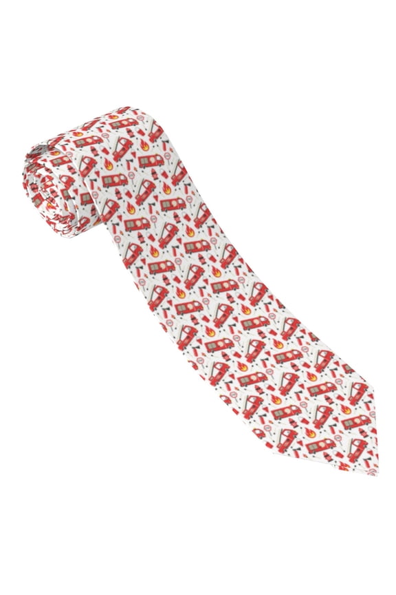 Fire Truck Print Tie For Men Necktie Woven Jacquard Neck Ties,Classic Men's Tie