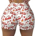 thumbnail image 1 of Xecao Fire Truck Print Workout Shorts for Women Soft Smooth Gym Yoga Scrunch Active Tennis Workout Running Shorts, 1 of 9
