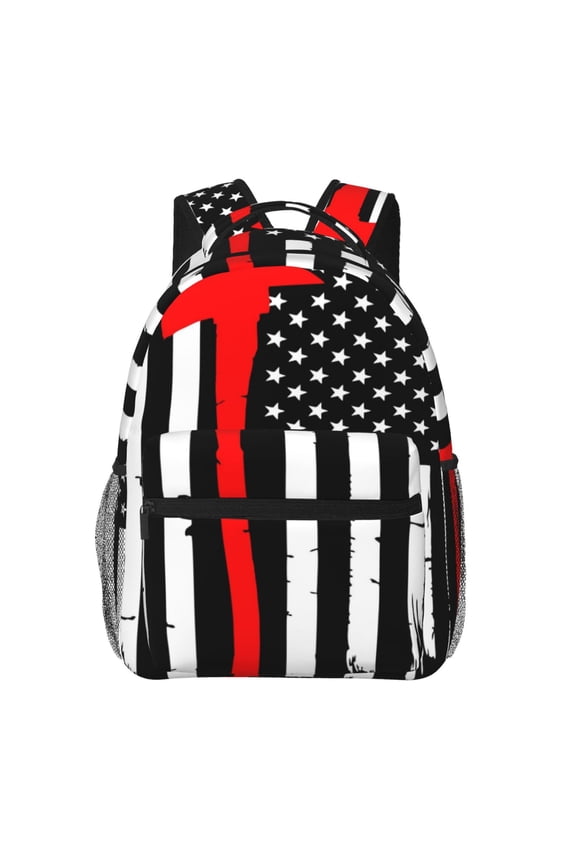 Firefighters USA Flag Backpack, a stylish and functional choice for both men and women, is the perfect basic bookbag for college, work, or travel