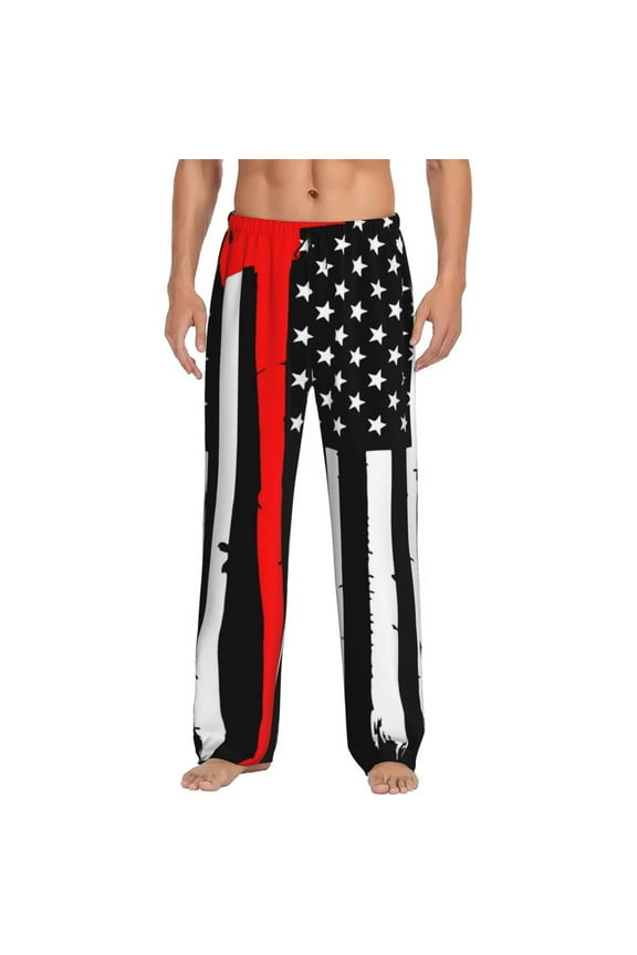 Firefighters USA Flag Men's Straight Lounge Pajama Pants: The Ultimate in Comfortable Sleepwear
