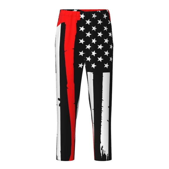 Xecao Firefighters USA Flag Print Teenagers' Pajama Pants Long Sleep Pants Soft Elastic Waist Pajama Bottoms Elastic waist with 2 Pockets 5-16 Years-XS(5-6)
