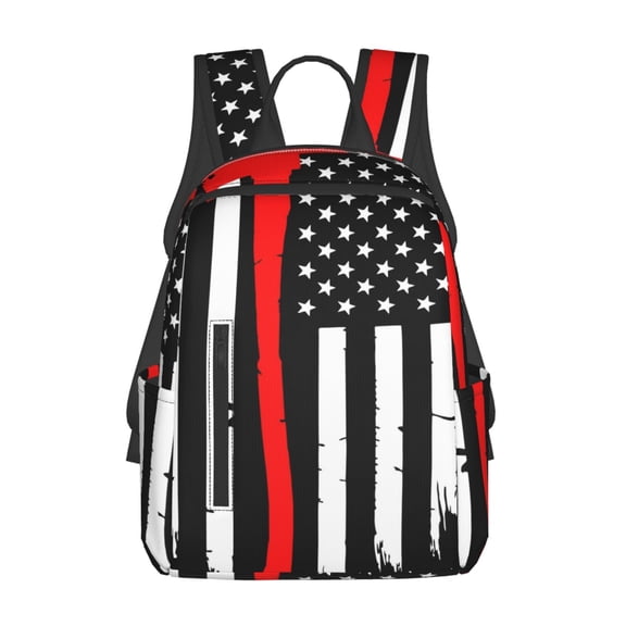 Xecao Firefighters USA Flag print Backpack For women men Aesthetic Lightweight Travel Daypack Simple Cute Backpack For Bookbag