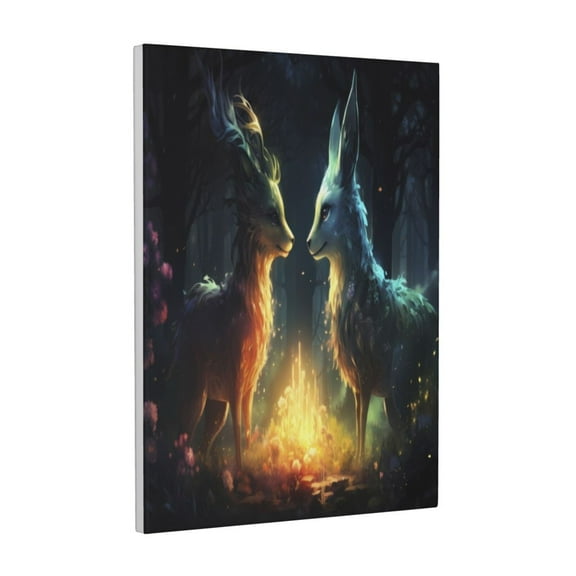 Xecao Firefly Forest Fox for Ready-to-Hang Canvas Art 12x16 Inches - Waterproof HD Print Solid Wood Frame for Gifting,Vertical