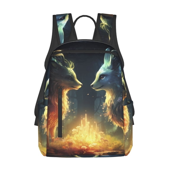 Xecao Firefly Forest Fox print Backpack For women men Aesthetic Lightweight Travel Daypack Simple Cute Backpack For Bookbag