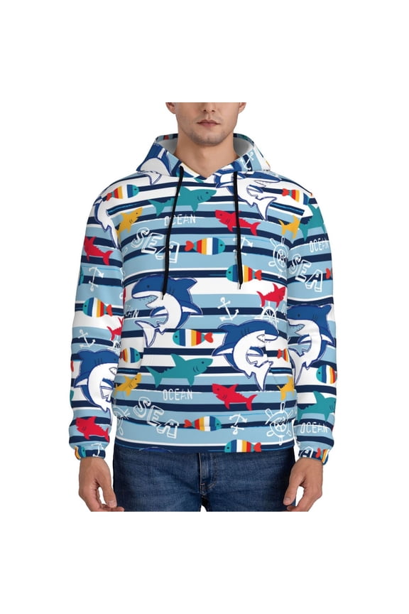 Fish And Shark Pattern Men's Adult Pullover Hoodie,Hooded Sweatshirt-XX-Large