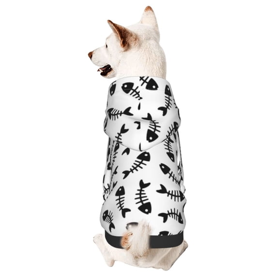 Xecao Fish Bone Pattern Sweatshirts Winter Pet Dog Hoodie Puppy Coat Dog Sweaters Dog Clothes with Hat Dog Clothes Costume Outfit,Small Pets Wear-Small