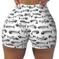 thumbnail image 1 of Xecao Fish Bones Print Workout Shorts for Women Soft Smooth Gym Yoga Scrunch Active Tennis Workout Running Shorts, 1 of 9