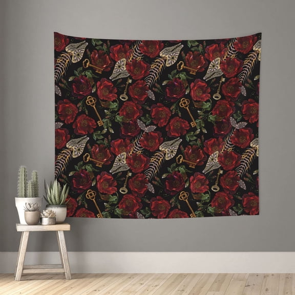 Xecao Fishbone Rose patten Tapestry 60x51 Inches Wall Hanging Poster Tapestry for Living Room Bedroom Home Decor