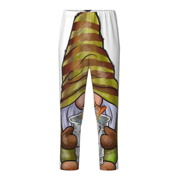 Xecao Fishing Gnome Fisherman Print Teenagers' Pajama Pants Long Sleep Pants Soft Elastic Waist Pajama Bottoms Elastic waist with 2 Pockets 5-16 Years-XS(5-6)