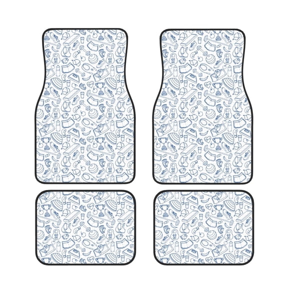 Xecao Fitness Guru Print Car Foot Mat Set of 4 Pieces Neoprene All-Weather Dust-Proof Stain-resistantCar Interior Decorative mats Non-Slip Mats