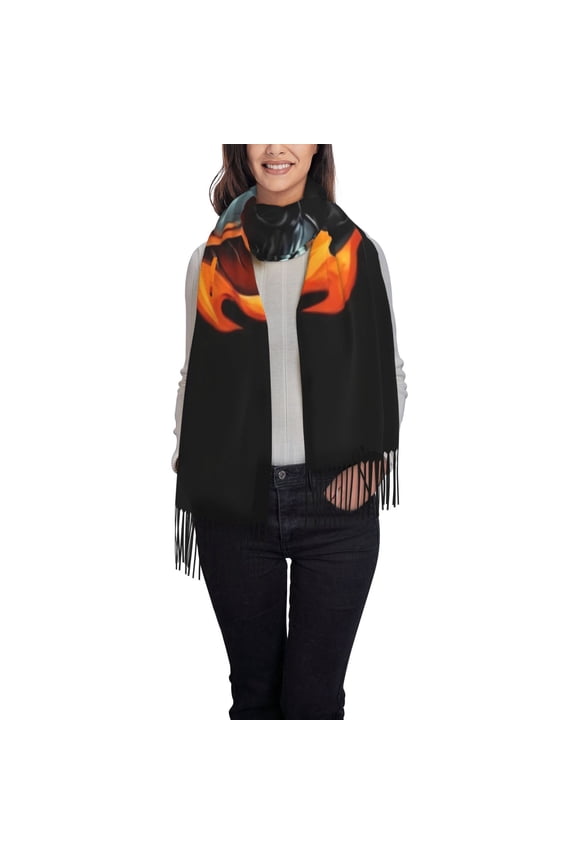 Flame Metal Skull Pattern Womens Winter Scarf Fall Scarf Oversized Large Scarf for Women Warm Shawl Wrap