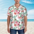 thumbnail image 1 of Xecao Flamingo Flower print Hawaiian shirt - a stylish short-sleeve button-down for men, perfect for casual beach and tropical outings., 1 of 9
