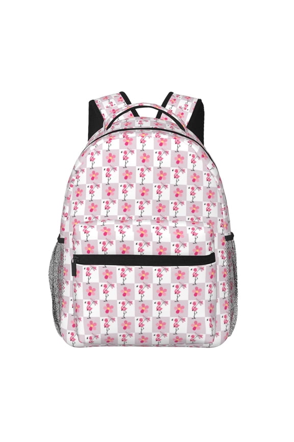 Flamingo On Checkered Backpack, a stylish and functional choice for both men and women, is the perfect basic bookbag for college, work, or travel