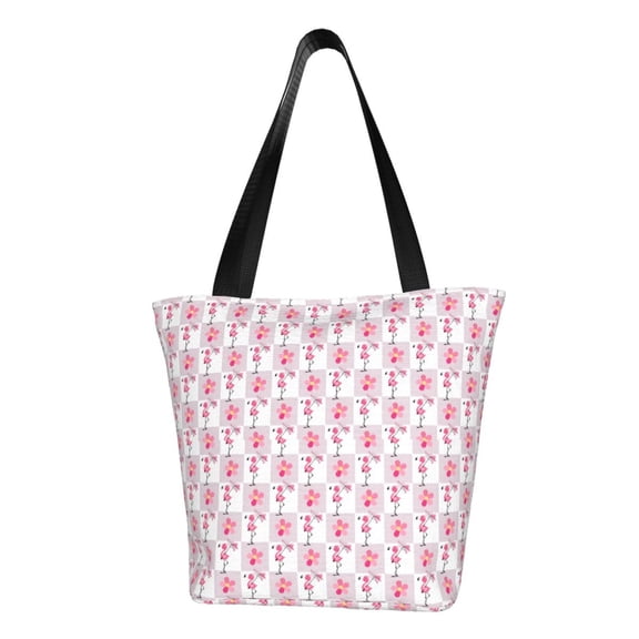 Xecao Flamingo On Checkered for Tote Bag for Women -Tote Shoulder Bag with A Little Pocket Inside, Perfect for Travel and Work.
