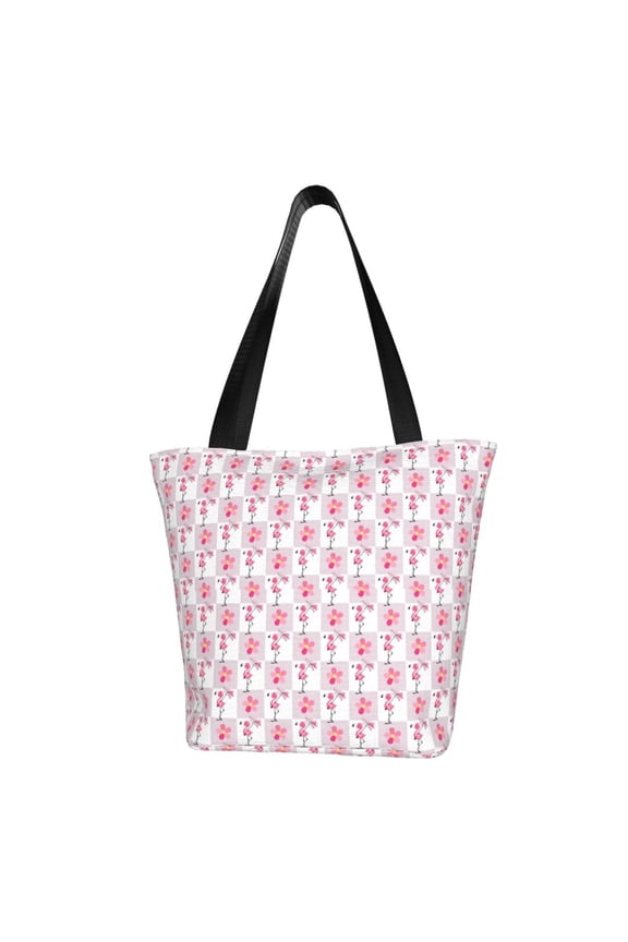 Flamingo On Checkered for Tote Bag for Women -Tote Shoulder Bag with A Little Pocket Inside, Perfect for Travel and Work.