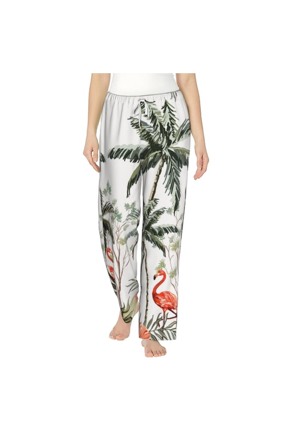 Flamingo Palm Trees Women's Straight Lounge Pajama Pants: The Epitome of Relaxed Sleepwear