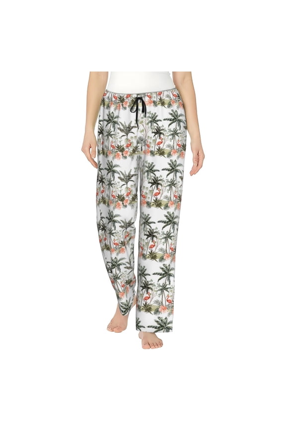 Flamingo Palm Trees Women's Straight Lounge Pajama Pants: The Epitome of Relaxed Sleepwear