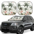thumbnail image 1 of Xecao Flamingo Palm Trees for Foldable Car Sun Shades (2-Pack) offer sun protection with an easy-fold design for convenient windshield shading., 1 of 7