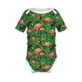 thumbnail image 1 of Xecao Flamingo Pattern Baby Climbing Bodysuit Short Sleeve Onesie Unisex 0-12 Months Baby Shirt Newborn Outfits Crotch snap design-2 Years, 1 of 6