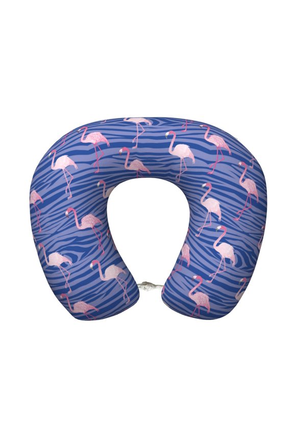 Flamingo Print Memory Foam Cervical Neck Pillow Versatile U-Shaped Pillows for Home,Office,Camping,Travelling,Soft Washable Cover