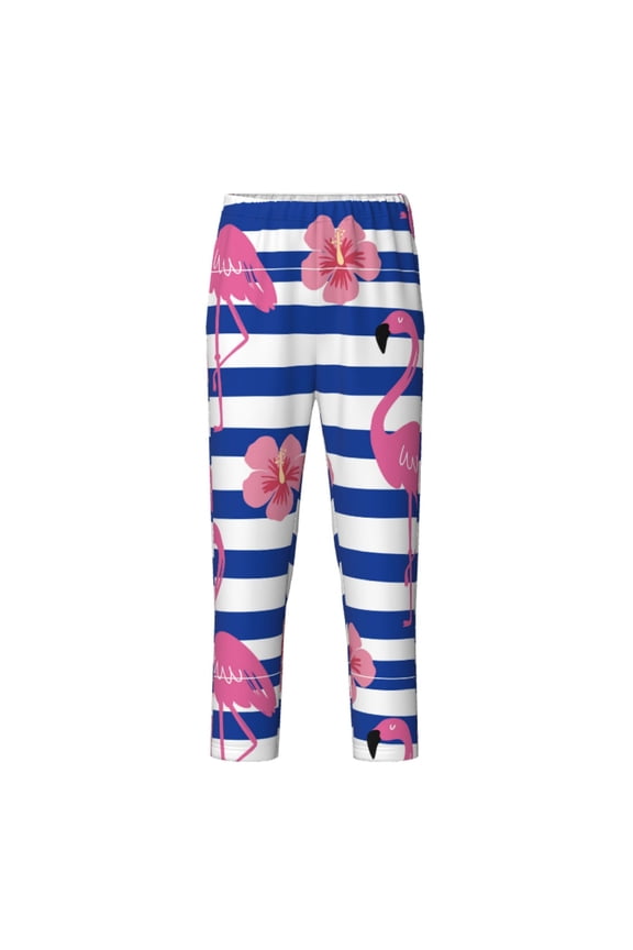 Flamingo Print Teenagers' Pajama Pants Long Sleep Pants Soft Elastic Waist Pajama Bottoms Elastic waist with 2 Pockets 5-16 Years-Small