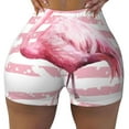 thumbnail image 1 of Xecao Flamingo Print Workout Shorts for Women Soft Smooth Gym Yoga Scrunch Active Tennis Workout Running Shorts, 1 of 9