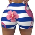 thumbnail image 1 of Xecao Flamingo Print Workout Shorts for Women Soft Smooth Gym Yoga Scrunch Active Tennis Workout Running Shorts, 1 of 9