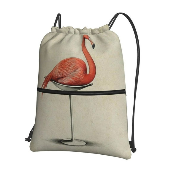 Xecao Flamingo Sitting On Chair for Drawstring Bags,Pull String Backpack Bags,String Bag Sackpack