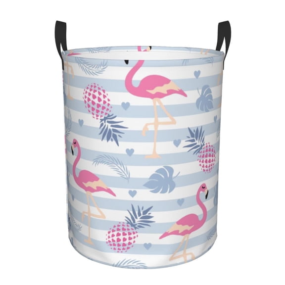 Xecao Flamingo and Pineapple Print Laundry Hamper Basket,designed for Blanket Storage and Nursery Clothes in the Bedroom