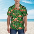thumbnail image 1 of Xecao Flamingo print Hawaiian shirt - a stylish short-sleeve button-down for men, perfect for casual beach and tropical outings., 1 of 9