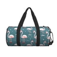 thumbnail image 1 of Xecao Flamingo print Round Travel Duffel Bag is a foldable gym bag with an inner pocket, perfect for travel sports, 1 of 8