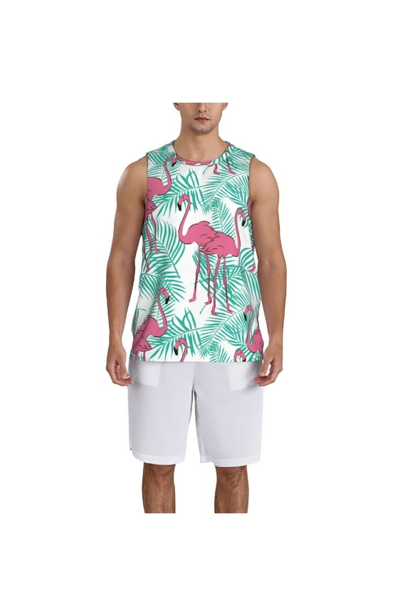 Flamingo print basketball shirt for both men and women, a unisex basketball jersey perfect for theme parties-Large