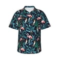 thumbnail image 1 of Xecao Flamingos And Birds print Hawaiian shirt - a stylish short-sleeve button-down for men, perfect for casual beach and tropical outings., 1 of 9