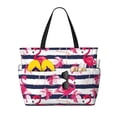 thumbnail image 1 of Xecao Flamingos for versatile beach bag for women includes zipper pockets and waterproof material, ideal for vacations and adventures., 1 of 7